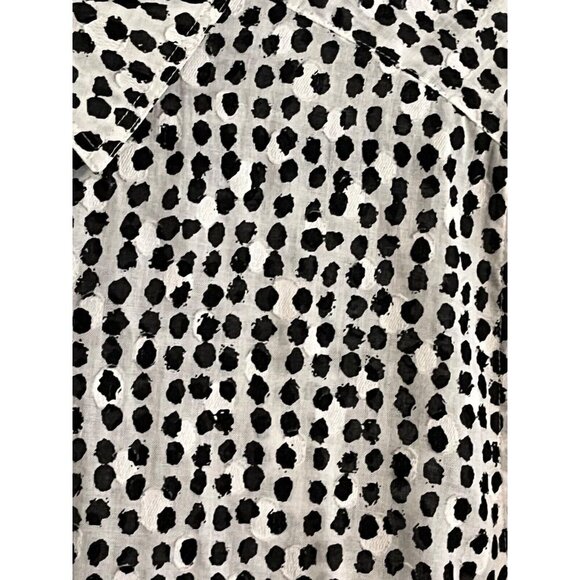 Chicos Top Women 12 Black Polka Dot Neutral Minimalist Office Twee Western 80s - Picture 6 of 14
